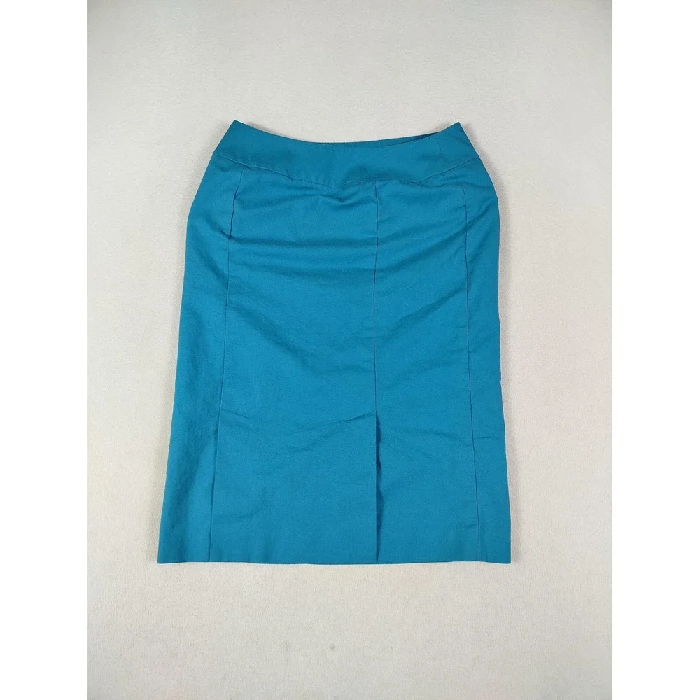 Lafayette 148 New‎ York Skirt Womens 4 Blue Stretch Cotton Pencil Knee Length